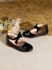 Versatile Bow Accent Girls Shoes, Suitable For Autumn And Winter - Black - View 3