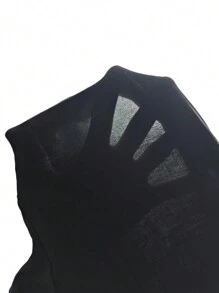 SHEIN EZwear 1入組肩部蝴蝶結素色連身短褲 - 黑色 - 查看 6