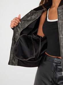 Manfinity VCAY Men's Woven Slim-Fit Raglan Sleeve Casual Jacket, For Fall Winter - Grey - View 7