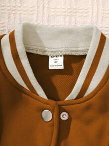 SHEIN Tween 女童休闲拼布飞行员夹克，简约时尚，适合日常穿着 - 彩色 - 查看 3