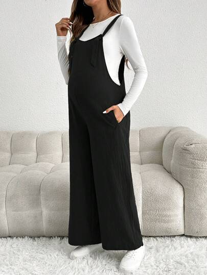 SHEIN Maternity Casual Adjustable Strap Loose Jumpsuit