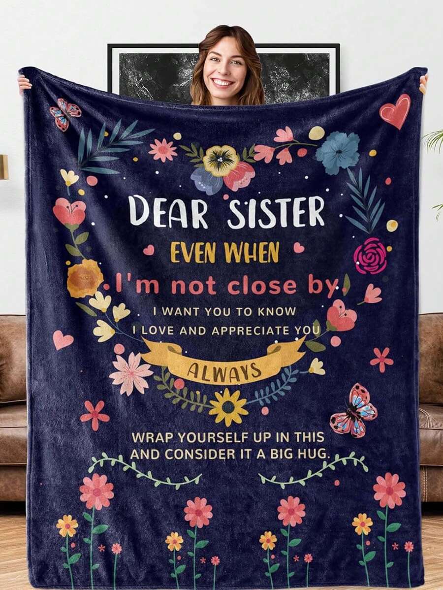 1pc Sister Gifts Blanket, Sister Gifts From Sister, Sister Birthday Gifts, Gifts For Sister, Valentine's Day Gifts For Sister, To My Sister Gifts Throw Blanket
