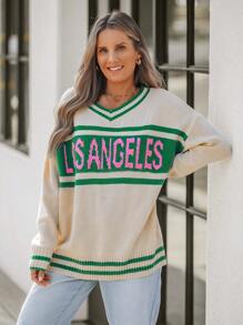 SHEIN LUNE Áo len ấm áp thường ngày thiết kế chữ V cho nữ - Nhiều màu - Xem 3