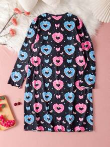 Tween Girl Heart, Donut, Bow Print Long Sleeve Nightgown