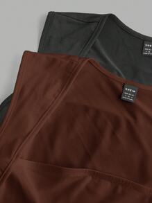 SHEIN EZwear Two-Piece Set Knit Tight-Fitting Basic Tank Top - Brown - View 7