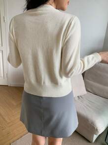 SHEIN MOD Cárdigan informal con bloques de color y decoración de lazo, otoño