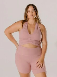 Aralina Curve Leisurewear Blush-Toned Soft Stretch Mid-Thigh Bottom Lifting Active Bike Shorts
