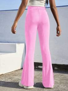 SHEIN Tween Girls Casual Y2K Style Butterfly Rhinestone Embellished Long Pants - Pink - View 2