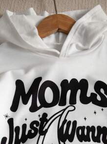 SHEIN Sudadera con capucha a juego de estilo casual para hermanas, manga larga de otoño, versátil, con letras en inglés y números de cereza impresos, con puños y dobladillo acanalados, unisex para reuniones familiares y actividades al aire libre, adolescentes y niñas