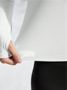 In My Nature Áo thun dài tay ôm sát XH025 phối lưới, thích hợp cho chạy bộ và các hoạt động ngoài trời. - trắng - Xem 12