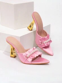 CUCCOO CHICEST New Fashionable Rhinestone Bowknot Strap Stiletto High Heel Sandals Spring Shoes - Pink - View 1