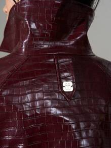 AiiRZ Luxury Patent Leather Quilted Maxi Trench Designer Full Length Fall Winter Statement Double Breasted Belted Fashion Outerwear Evening Long Coat