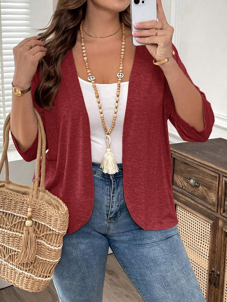 Plus Size Vacation Outfits Woman Women Cardigans Solid Color Asymmetric Hem Casual Resort CostumeJacket Winter Fall Autumn