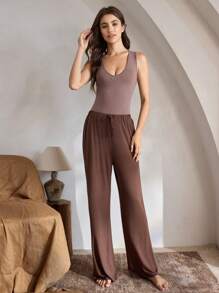 Ocili 100% 纯棉舒适连体裤，透气吸湿排汗女士家居服套装