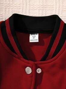 SHEIN Chaqueta informal de uso diario de bloques de color deportiva para niñas preadolescentes
