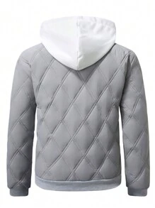 Gym Rark Abrigo casual acolchado con frente de botones y unicolor, estilo deportivo minimalista para hombres - Gris - Ver 2