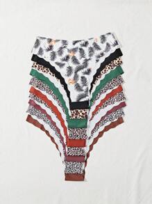 Set de 10 pantaletas triangulares invisibles con adorno de concha para mujer de estilo casual