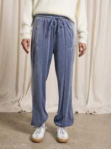 AiiRZ Luxurious Velvet Wide Leg Sweatpants Loungewear Cozy Winter Athleisure Track Pants With Elasticated Drawstring Waist