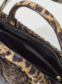 ROMWE J-Fashion Women Leopard Print Tote Bag, Casual & Chic Daily Handbag