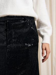 Váy Maxi Nhung Sequin Đêm Giao Thừa - màu đen - Xem 3