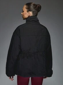 MISSGUIDED Winter Puffer Jacket Outdoor Windproof Insulated Padded High Neck Sporty Athletic Performance Cold Weather Active Lifestyle Everyday Outerwear - Black - View 2