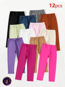12pcs/Set Young Girl' Leggings, Spring/Autumn/Winter - Multicolor - View 1