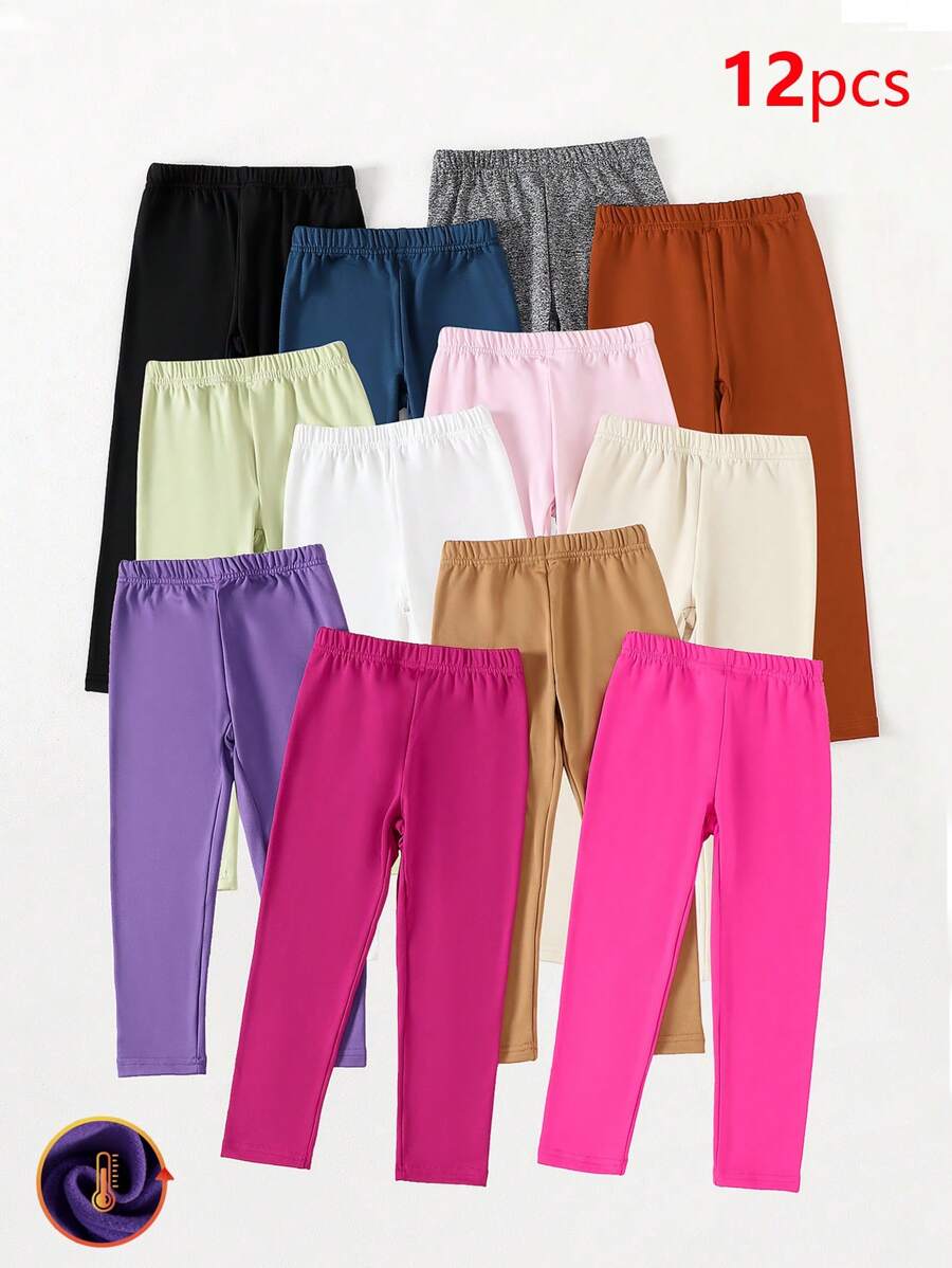 12pcs/Set Young Girl' Leggings, Spring/Autumn/Winter - Multicolor - View 1