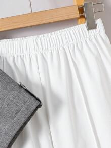2 stuks/set Tween Boys Casual Stand Collar Loose Short Sleeve Half Placket Pullover Top en Straight Loose Pants Set, Geschikt voor school, tuin, strand, verjaardag in de lente, zomer, herfst, winterseizoenen