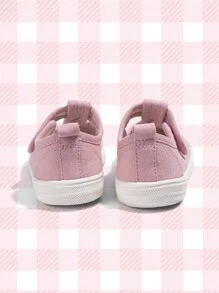 1 Paio di scarpe da ginnastica casual in tela rosa con chiusura a strappo per ragazze, alla moda, semplici, comode e traspiranti, adatte per uso quotidiano in ogni stagione - Rosa - Visualizzare 3