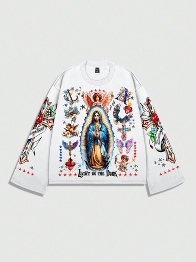 Street Life Men's Vintage Maria Graphic Print Streetwear Style Tee, Fall