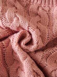 SHEIN Baby Girl High Neck Thick Sweater, Suitable For Autumn & Winter As Baby Girl Knitwear To Keep Warm - Dusty Pink - View 6