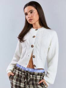 Athîral Women's Solid Color Button Front Long Sleeve Casual Top, Everyday Wear - Grey - View 3