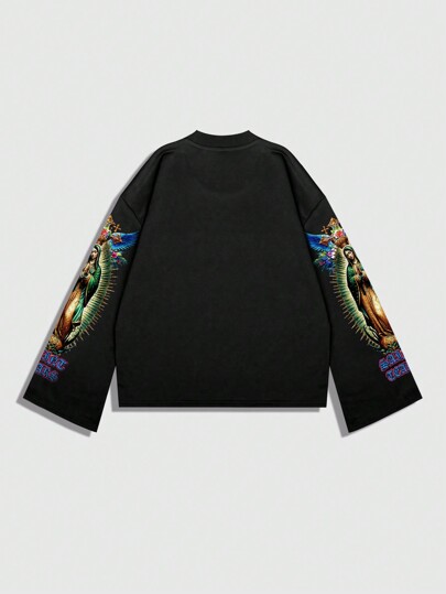 Street Life Camiseta gráfica con estampado de la Virgen María para hombre, apta para primavera, verano y otoño