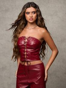 SHEIN BAE Blusa con escote cruzado sexy y a la moda para mujer