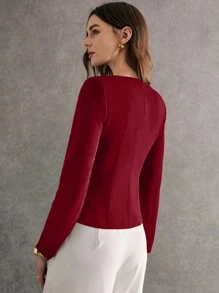 Poéselle Women's Elegant Solid Color Split Jacket, Autumn