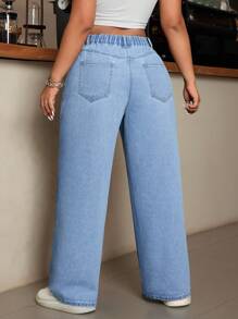 SHEIN EZwear Plus Size Klassieke Casual Denim Jeans, Dagelijkse Kleding