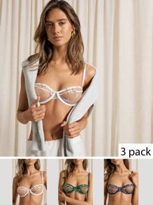 AiiRZ Set Of 3 Lace Balcony Bra - Multicolor - View 1