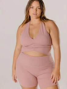 Aralina Curve Leisurewear Blush-Toned Soft Stretch Mid-Thigh Bottom Lifting Active Bike Shorts