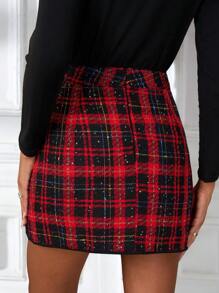 SHEIN Clasi 圣诞红色加厚迷你裙女秋冬红裙圣诞女裙圣诞女装冬季女装 - 紅色 - 查看 2