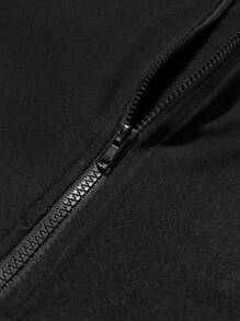SHEIN LUNE Bộ đồ liền thân màu trơn đơn giản dành cho nữ có khóa kéo phía trước, mùa thu - màu đen - Xem 5