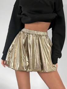 SHEIN Essnce Falda casual de cintura elástica de color liso para uso diario