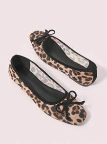 CUCCOO DOLLMOD 女式方头舒适时尚豹纹网眼舞蹈芭蕾平底鞋