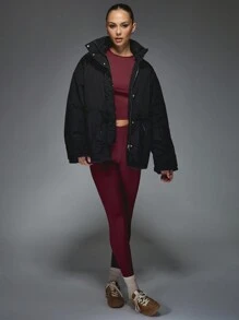 MISSGUIDED Winter Puffer Jacket Outdoor Windproof Insulated Padded High Neck Sporty Athletic Performance Cold Weather Active Lifestyle Everyday Outerwear - Black - View 4