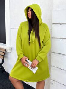 Calvaya Plus Size Women Casual Knitted Thickened Fleece Sweatshirt - Green - View 4