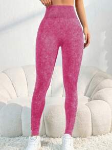 Easithlete Women High Waisted Casual Fitness Matte Leggings - Hot Pink - View 2