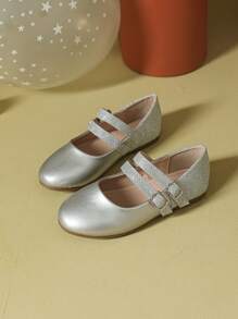 1 Pair Minimalist Girl Flat Casual Shoes, Fashionable For Autumn/Winter - Silver - View 1