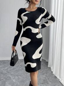 Chiquease French Fitted Bodycon Knitted Mini Dress - Black - View 6