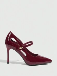 CUCCOO SZL Zapatos de vestir de tacón alto y punta estrecha para mujer color burdeos para ir a la oficina, citas, fiestas. Tacones burdeos nuevos para otoño, Año Nuevo, Día de San Valentín