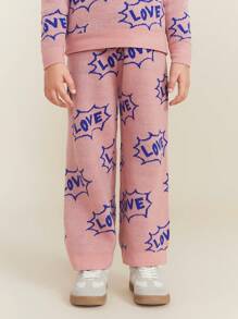 SHEIN Young Girl Graphic Detail Casual Knitted Leggings