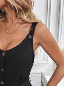 INAWLY Mono informal de pierna ancha de unicolor para mujer